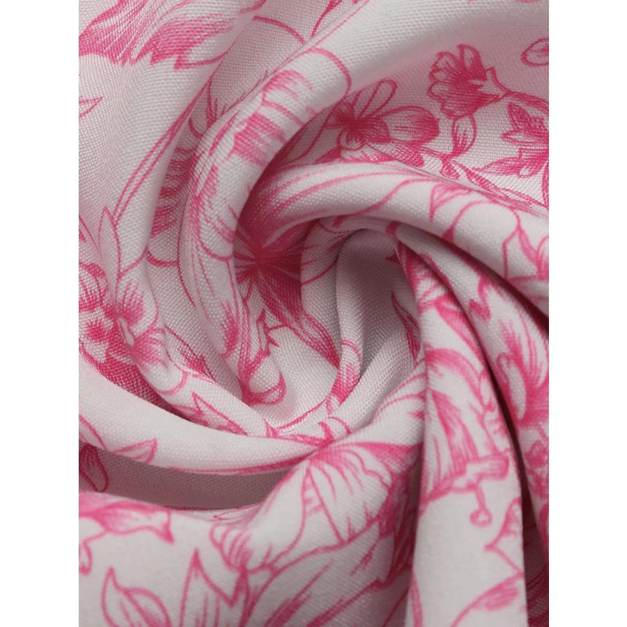 Floral Print Ruffle Sleeve Blouse Apparel and Accessories