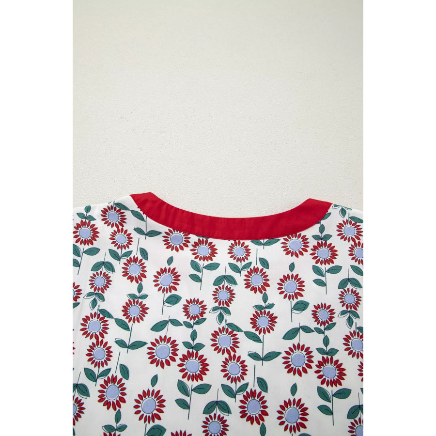 Floral Print Ruffle Sleeve Tiered Midi Dress Apparel and Accessories