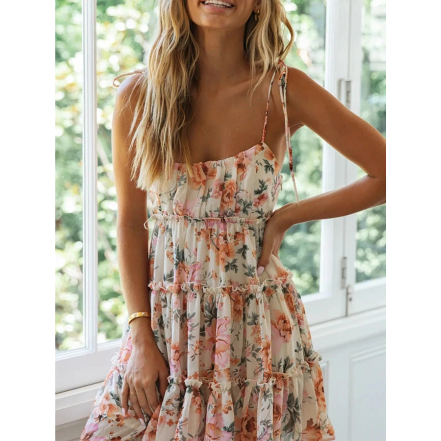 Floral Print Ruffle Tiered Mini Dress Apparel and Accessories