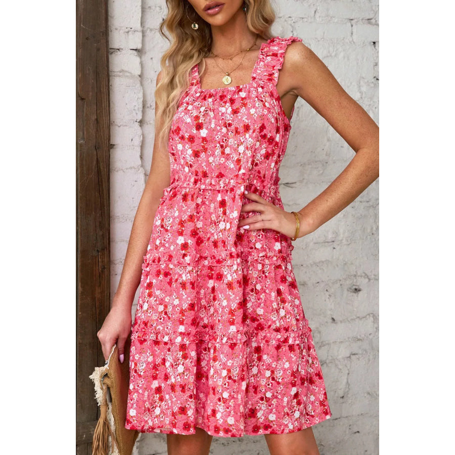 Floral Print Ruffle Tiered Mini Dress Apparel and Accessories