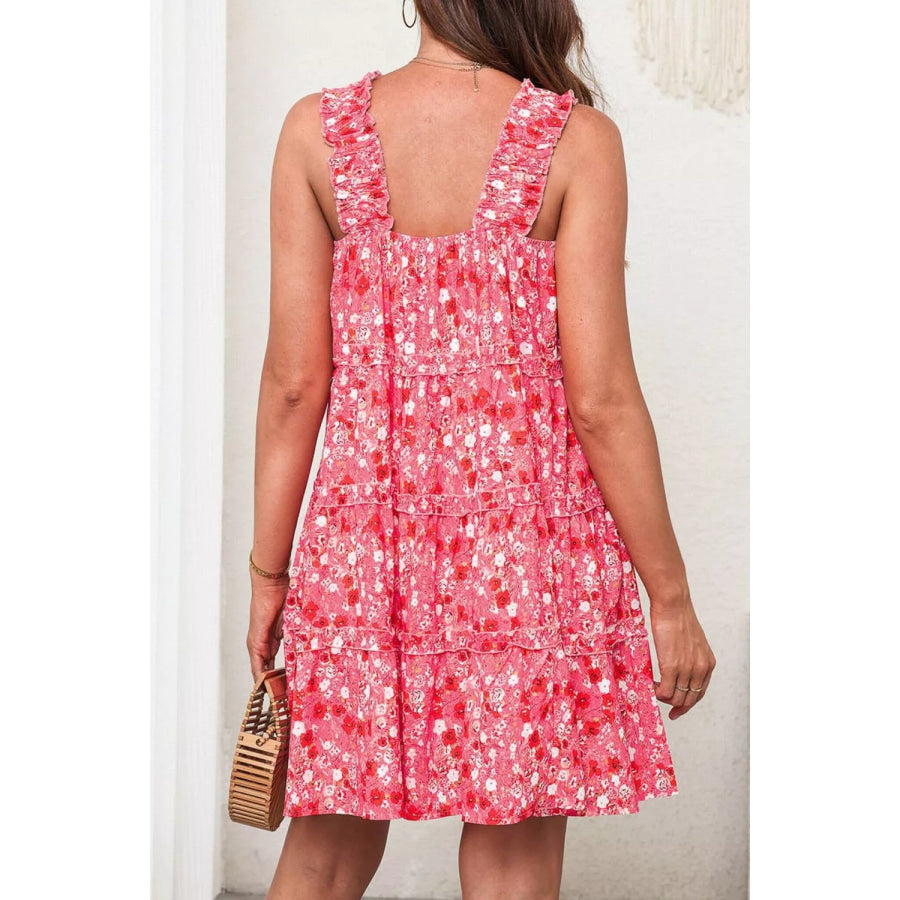 Floral Print Ruffle Tiered Mini Dress Apparel and Accessories