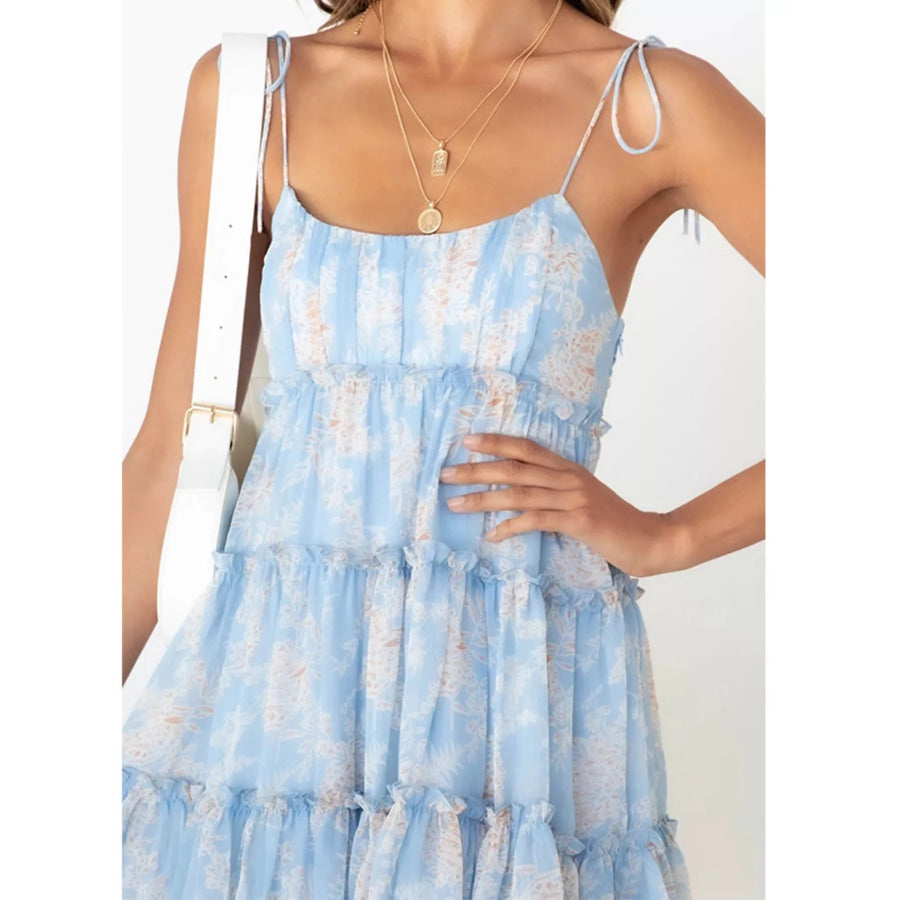 Floral Print Ruffle Tiered Mini Dress Apparel and Accessories