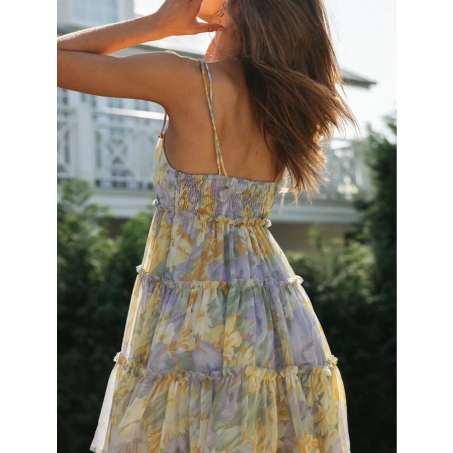 Floral Print Ruffle Tiered Mini Dress Apparel and Accessories