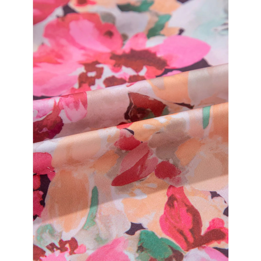 Floral Print Ruffle Trim Long Sleeve Shirt Apparel and Accessories