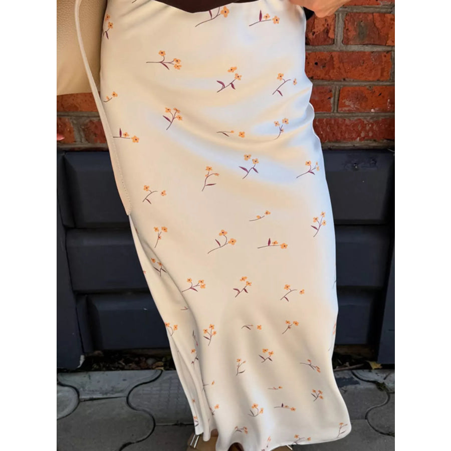 Floral Print Satin Skirt Apparel and Accessories