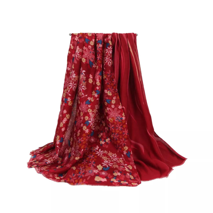 Floral Print Scarf Red / One Size Apparel and Accessories