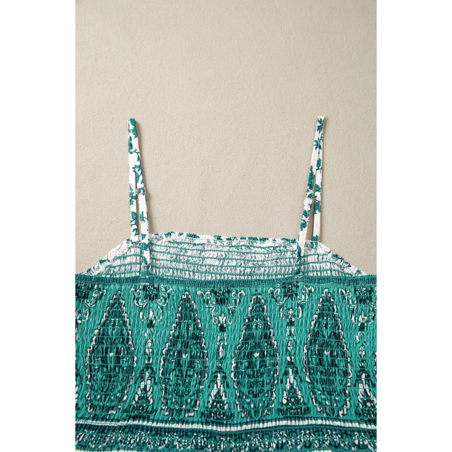 Floral Print Shirred Cami Maxi Dress Apparel and Accessories