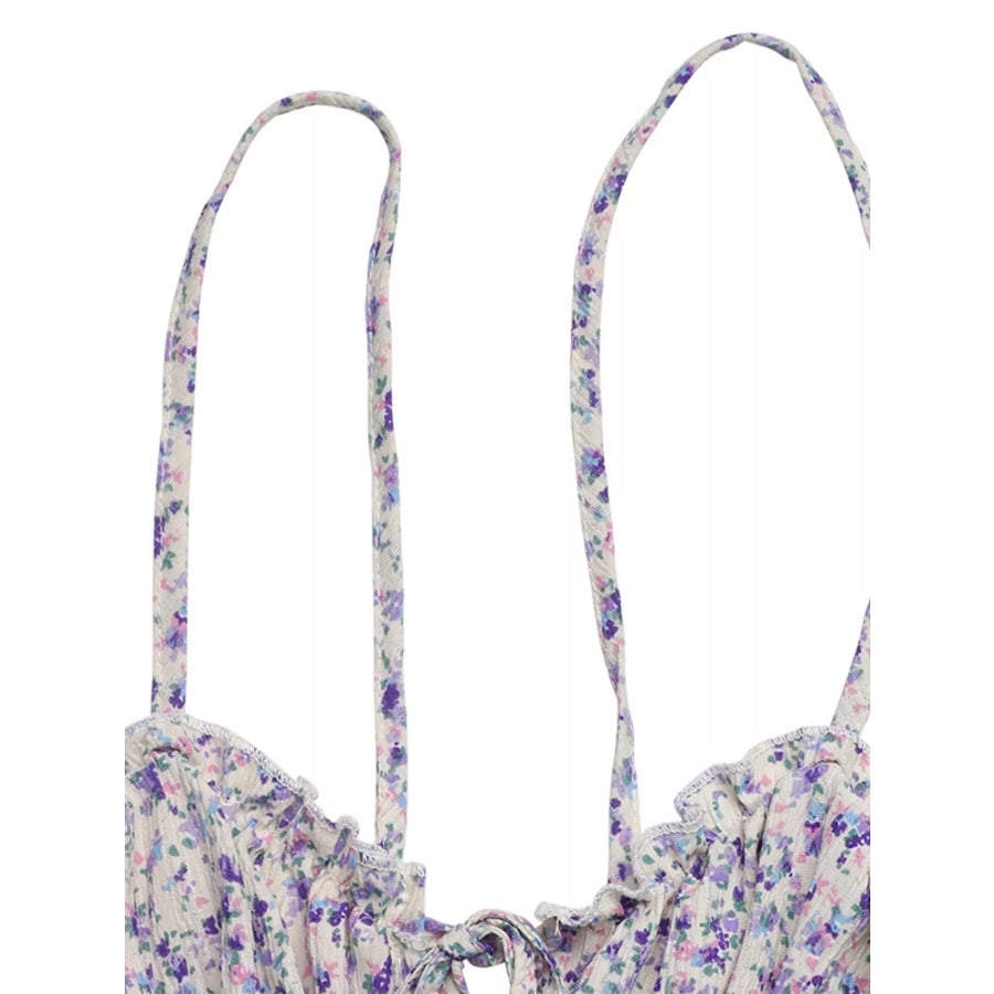 Floral Print Shirred Cami Maxi Dress Apparel and Accessories