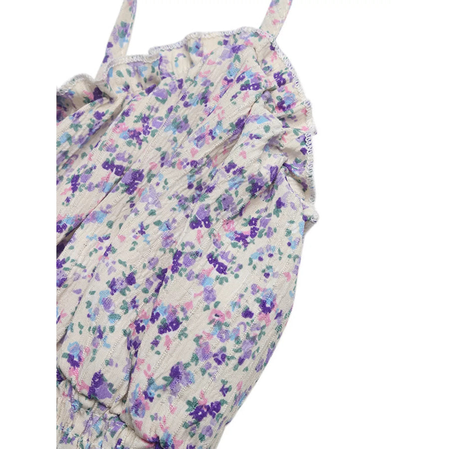 Floral Print Shirred Cami Maxi Dress Apparel and Accessories