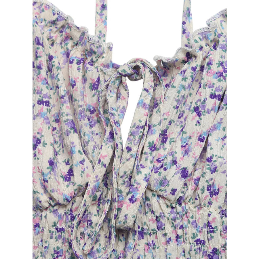Floral Print Shirred Cami Maxi Dress Apparel and Accessories