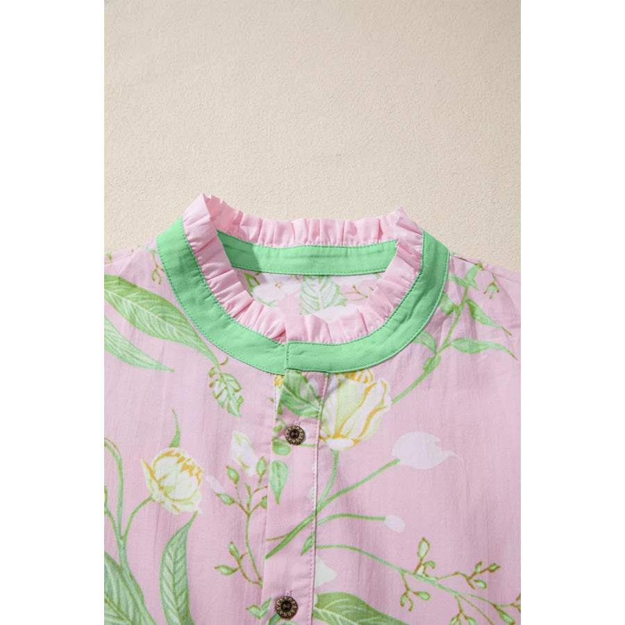 Floral Print Short Puff Sleeve High Waist Tiered Dress Apparel and Accessories