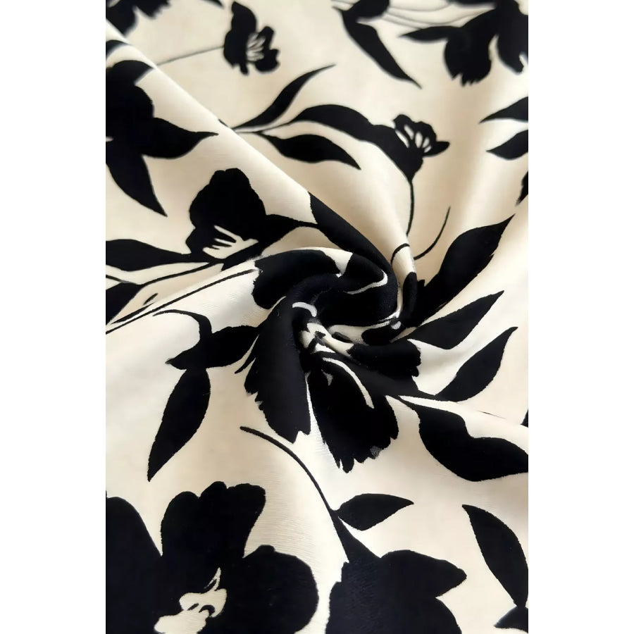 Floral Print Short Sleeve A-Line Maxi Dress Apparel and Accessories