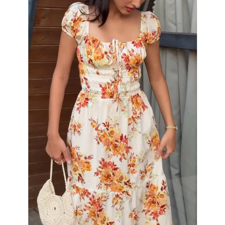 Floral Print Short Sleeve Dress Apparel and Accessories