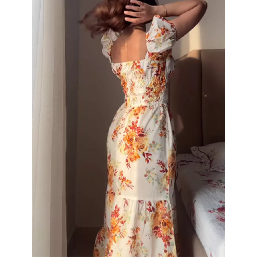 Floral Print Short Sleeve Dress Apparel and Accessories