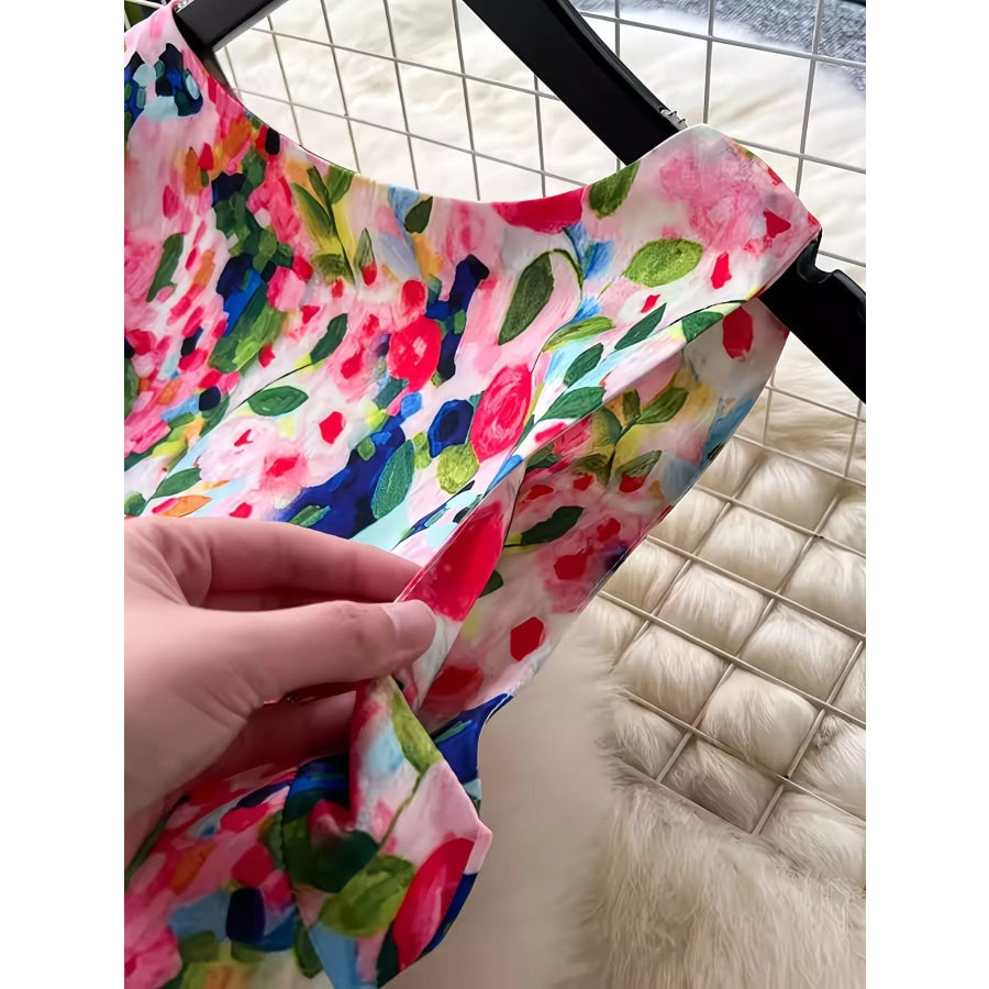 Floral Print Sleeveless Midi Dress Apparel and Accessories