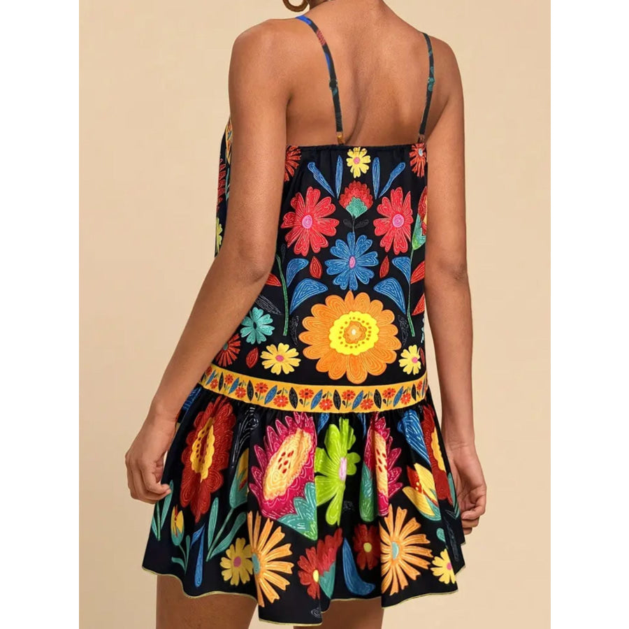 Floral Print Sleeveless Mini Dress Apparel and Accessories