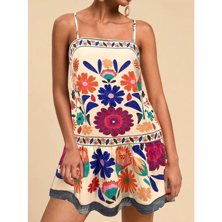 Floral Print Sleeveless Mini Dress Apparel and Accessories