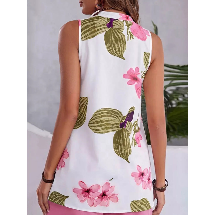 Floral Print Sleeveless Top and Shorts Set Apparel and Accessories