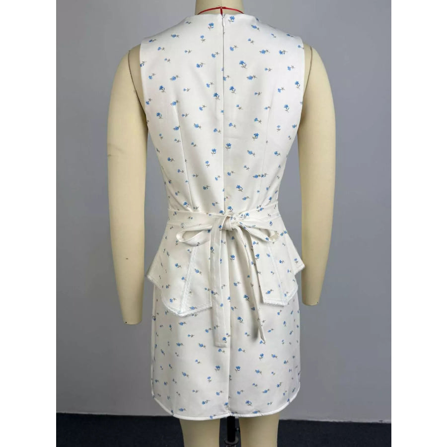 Floral Print Sleeveless Top and Skirt Set Apparel and Accessories