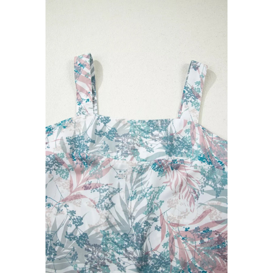 Floral Print Sleeveless Top and Wide Leg Pants Set Apparel and Accessories