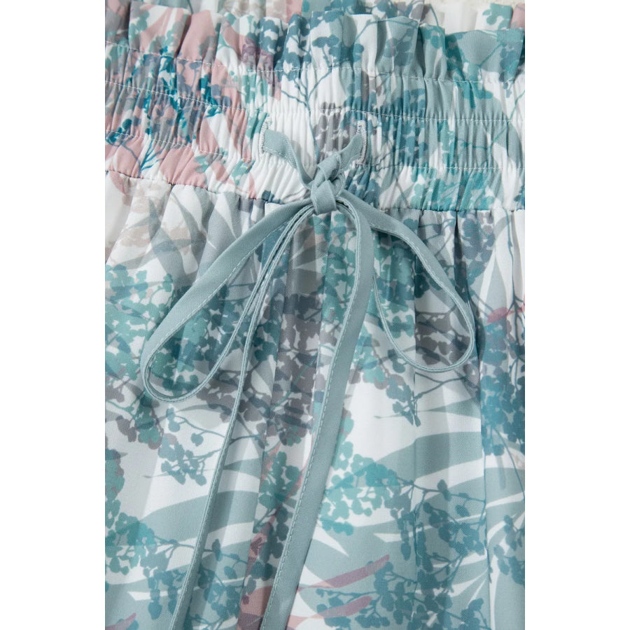 Floral Print Sleeveless Top and Wide Leg Pants Set Apparel and Accessories