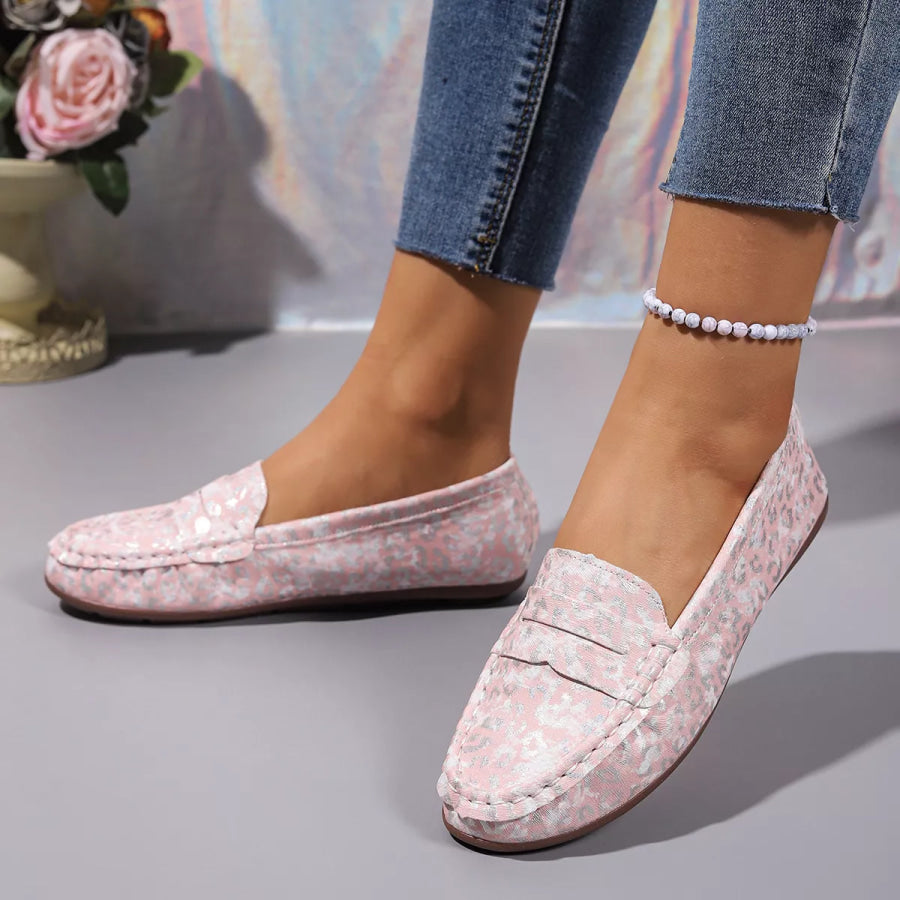 Floral Print Slip-Ons Pink / 36 Apparel and Accessories