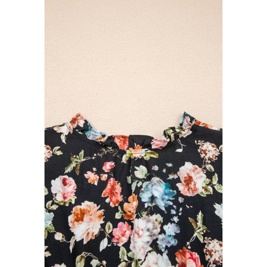 Floral Print Smocked Waist Maxi Dress Apparel and Accessories