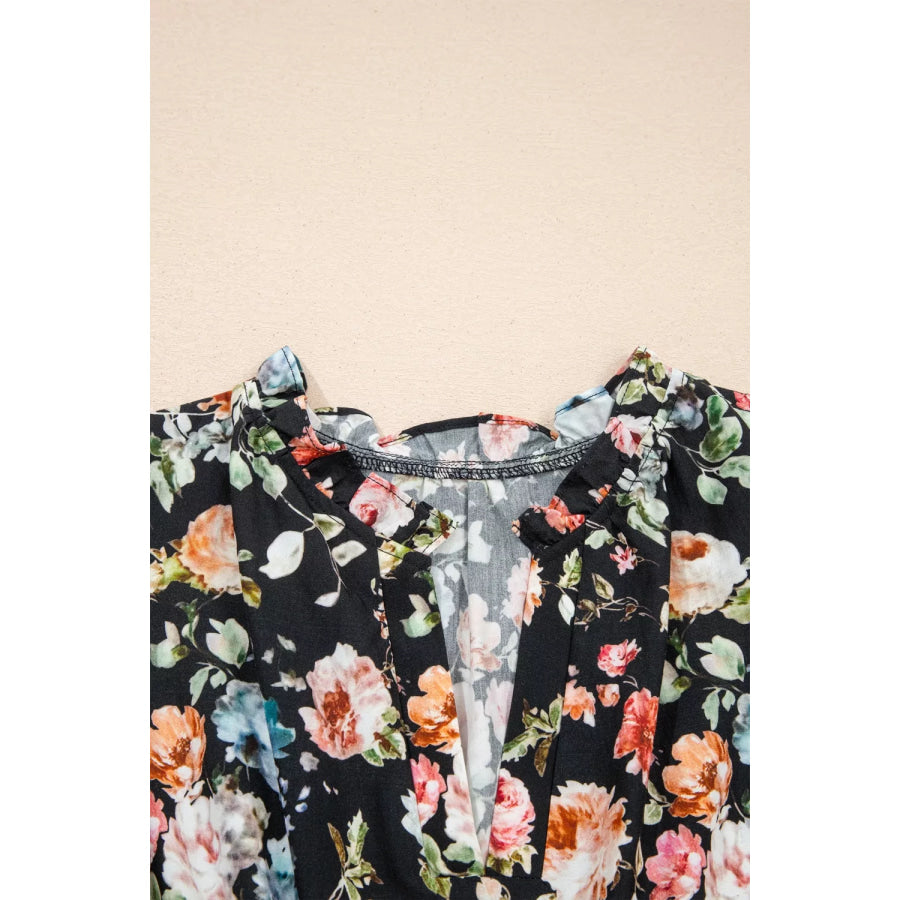 Floral Print Smocked Waist Maxi Dress Apparel and Accessories
