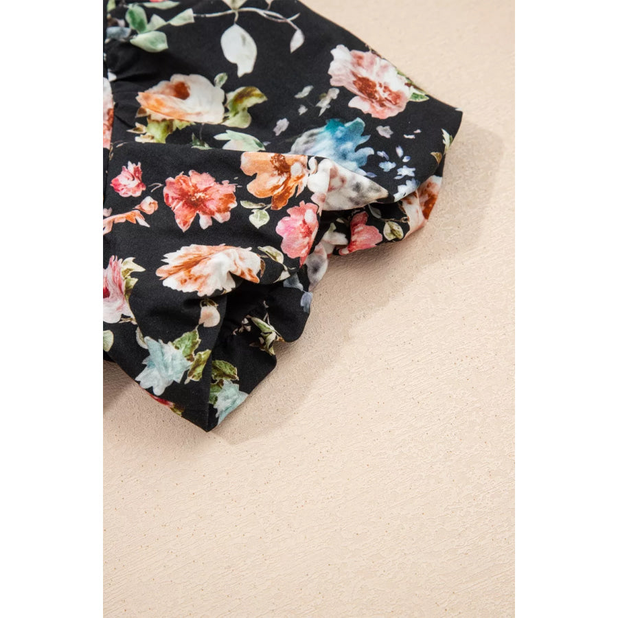 Floral Print Smocked Waist Maxi Dress Apparel and Accessories