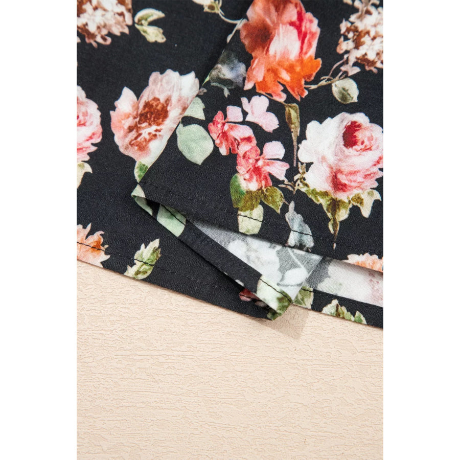 Floral Print Smocked Waist Maxi Dress Apparel and Accessories