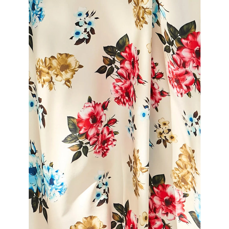 Floral Print Spaghetti Strap Midi Dress Apparel and Accessories