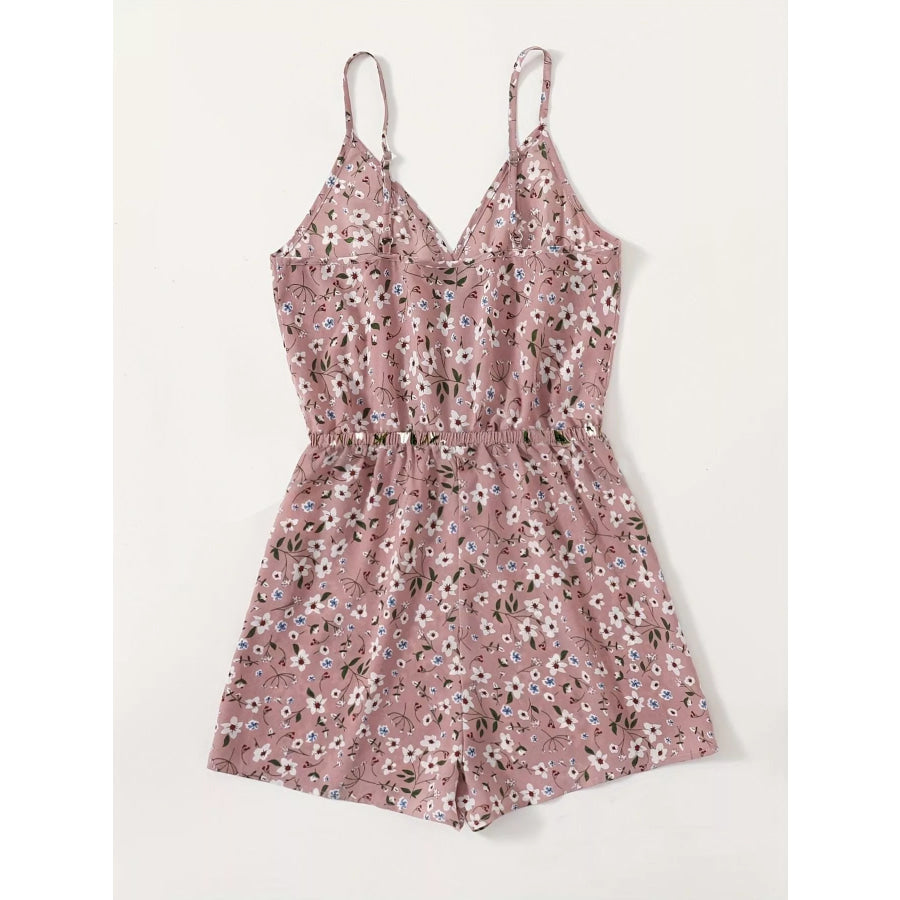 Floral Print Spaghetti Strap Romper Apparel and Accessories