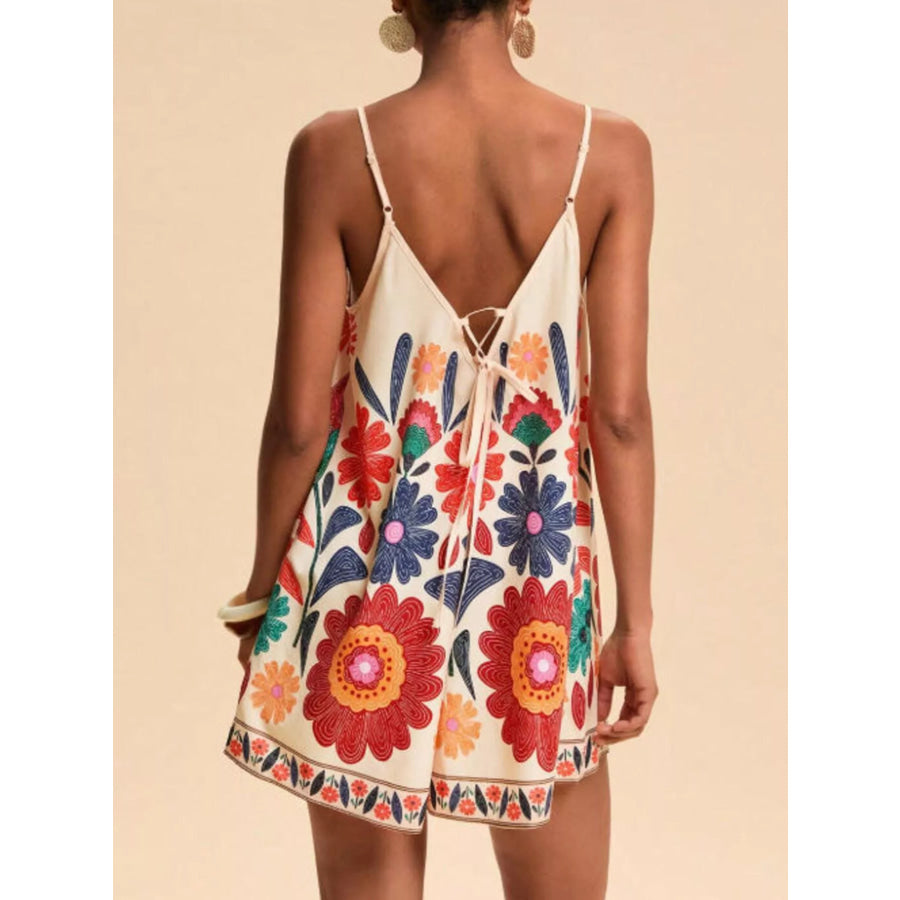 Floral Print Spaghetti Strap Romper Apparel and Accessories