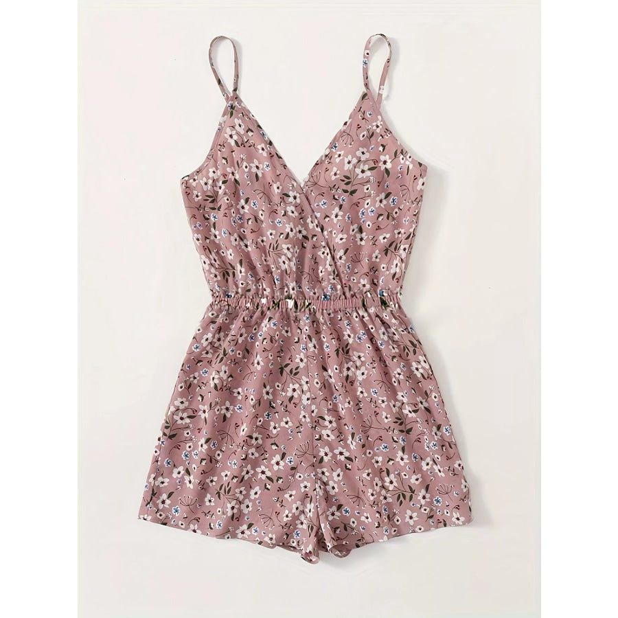 Floral Print Spaghetti Strap Romper Apparel and Accessories