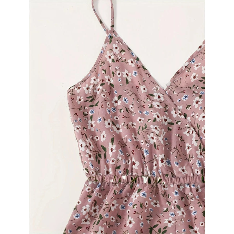 Floral Print Spaghetti Strap Romper Apparel and Accessories
