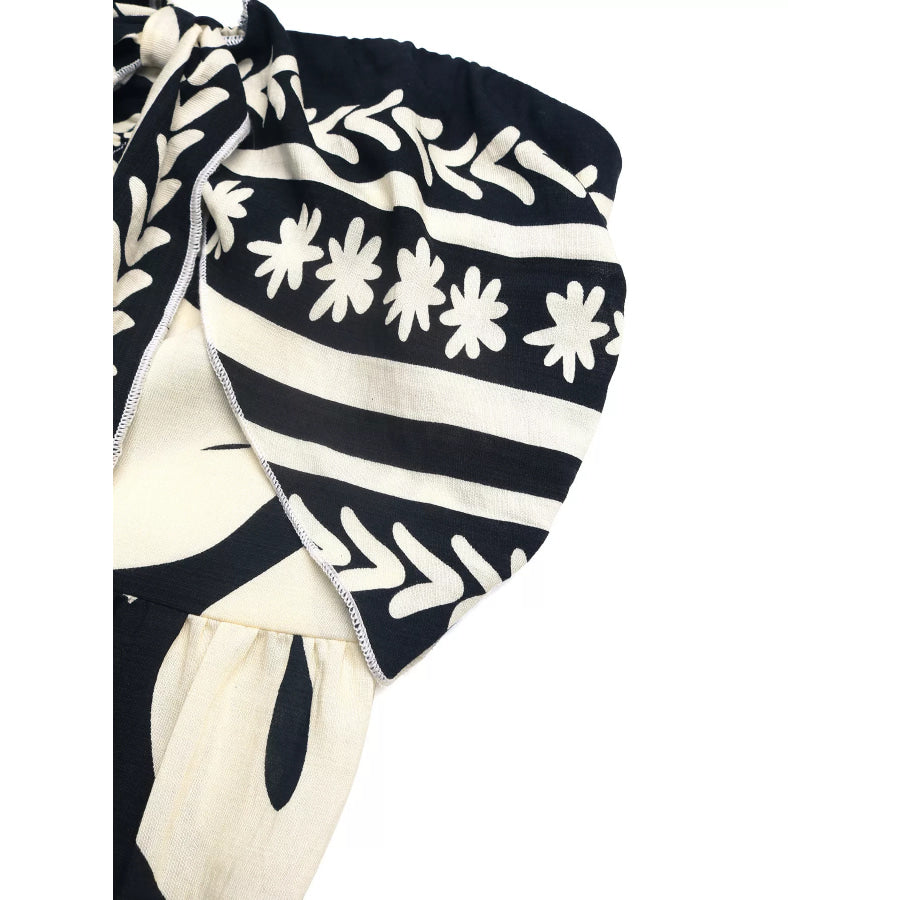 Floral Print Strapless Tie Front Wide Leg Jumpsuit Apparel and Accessories