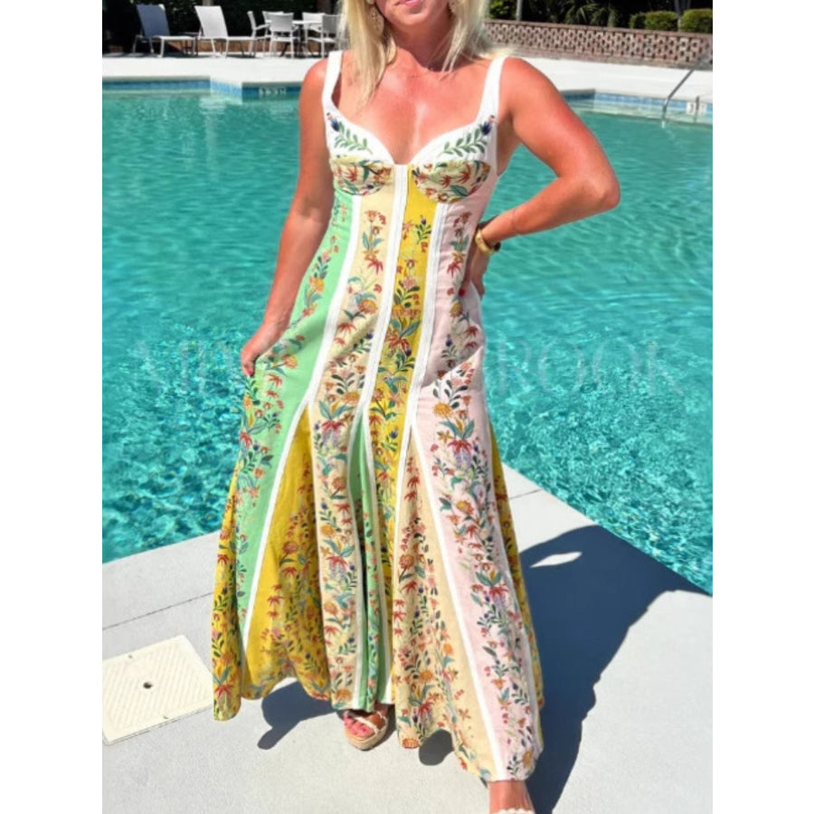 Floral Print Sweetheart Neck Cami Dress Apparel and Accessories