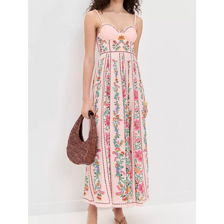 Floral Print Sweetheart Neck Dress / S Apparel and Accessories