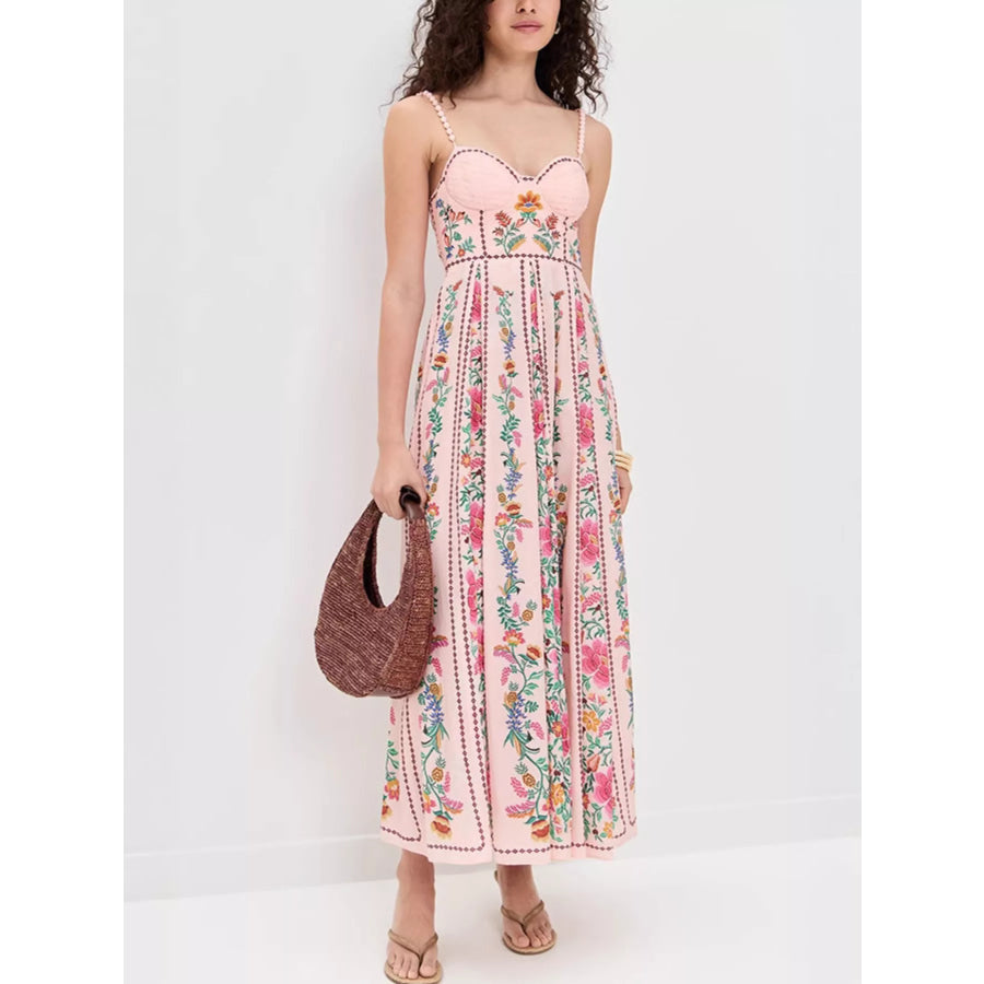 Floral Print Sweetheart Neck Dress Apparel and Accessories
