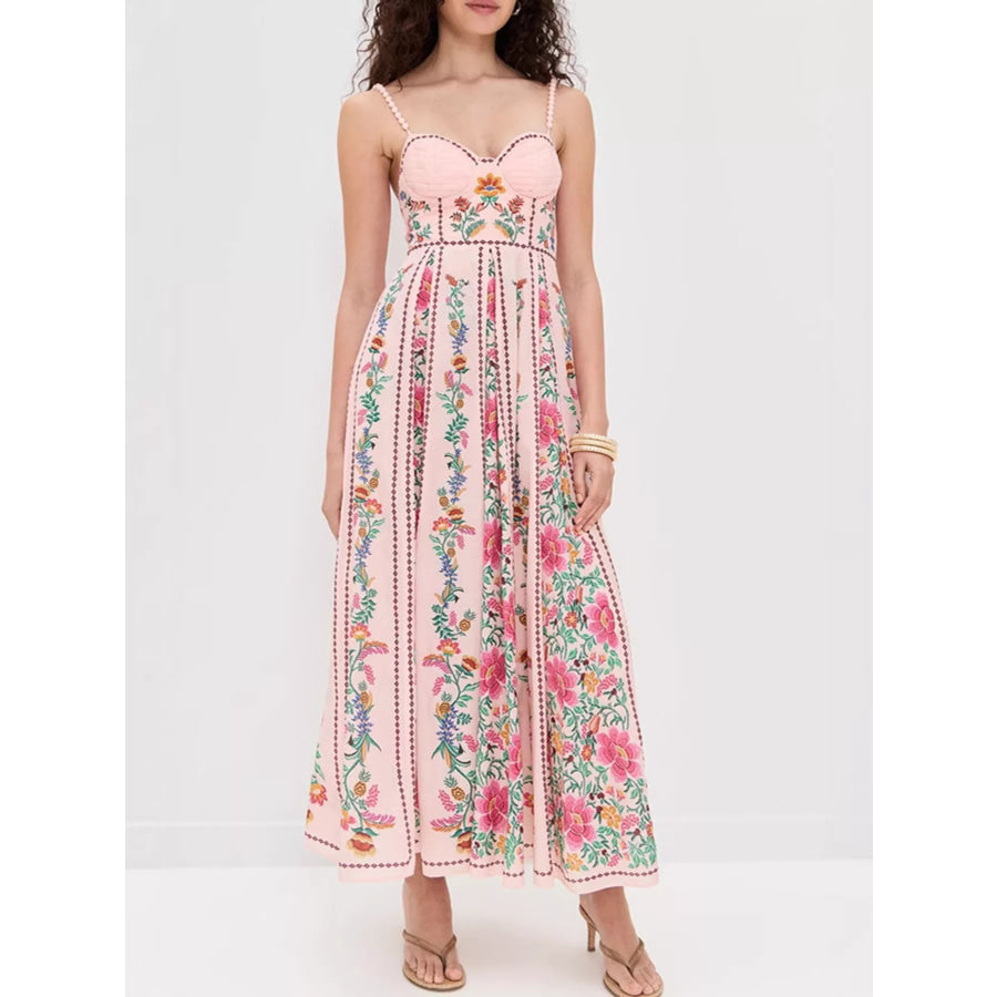 Floral Print Sweetheart Neck Dress Apparel and Accessories