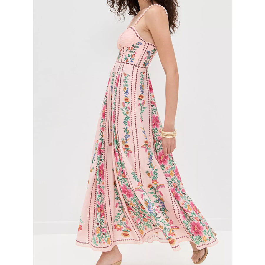 Floral Print Sweetheart Neck Dress Apparel and Accessories