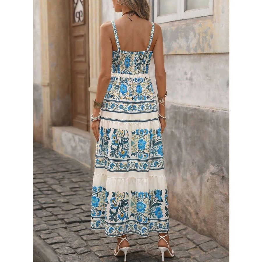 Floral Print Sweetheart Neck Maxi Dress Apparel and Accessories