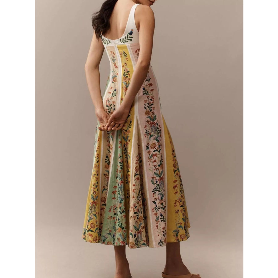 Floral Print Sweetheart Neck Maxi Dress Apparel and Accessories