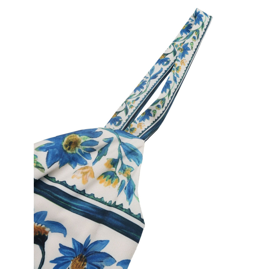 Floral Print Sweetheart Neck Maxi Dress Apparel and Accessories