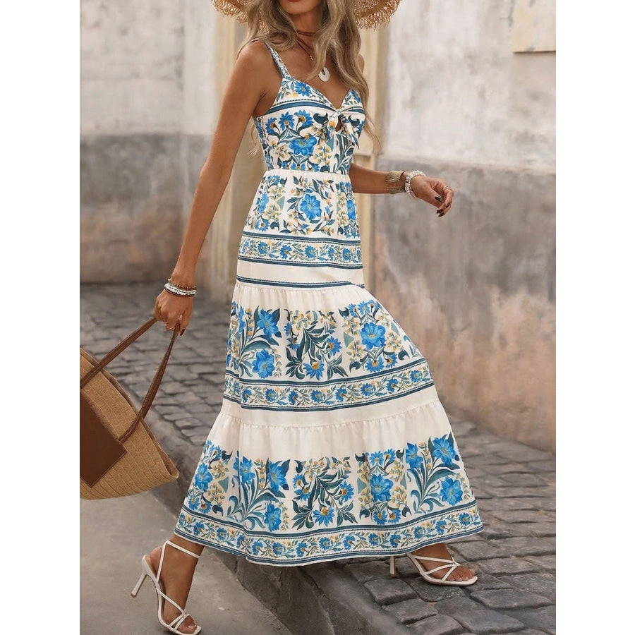 Floral Print Sweetheart Neck Maxi Dress Apparel and Accessories
