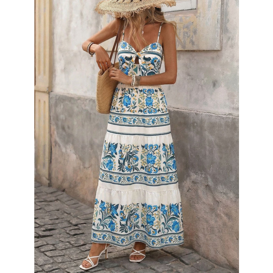 Floral Print Sweetheart Neck Maxi Dress Apparel and Accessories
