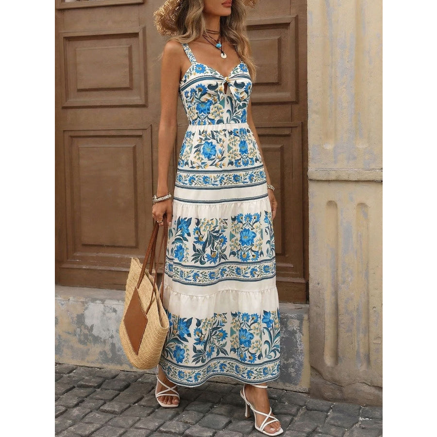 Floral Print Sweetheart Neck Maxi Dress Apparel and Accessories