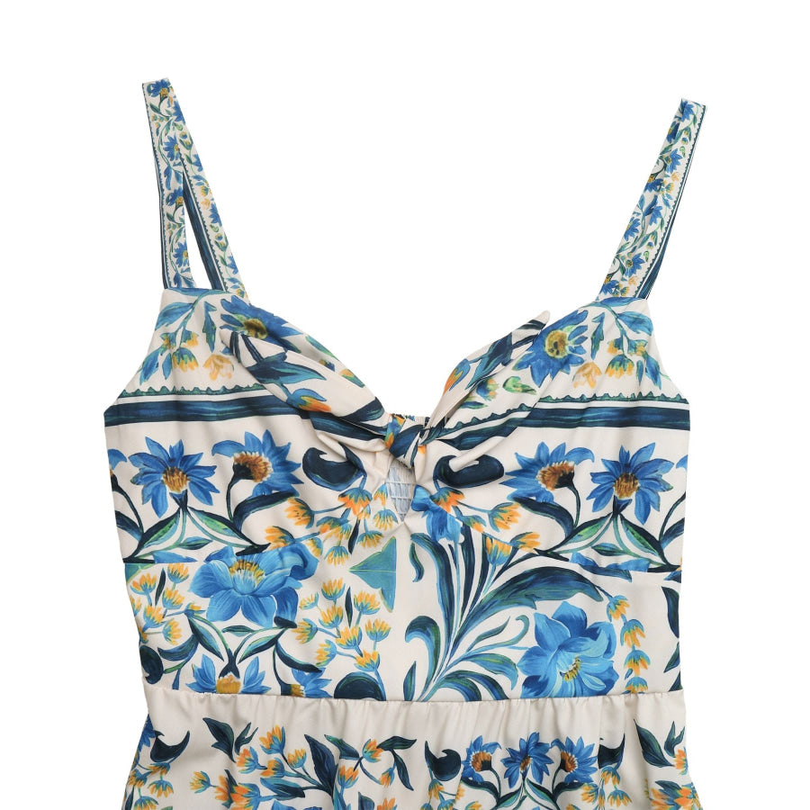 Floral Print Sweetheart Neck Maxi Dress Apparel and Accessories