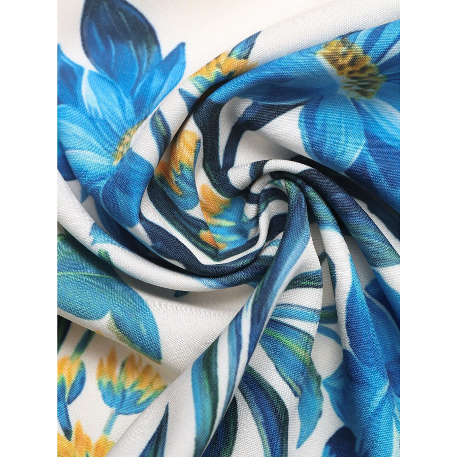 Floral Print Sweetheart Neck Maxi Dress Apparel and Accessories
