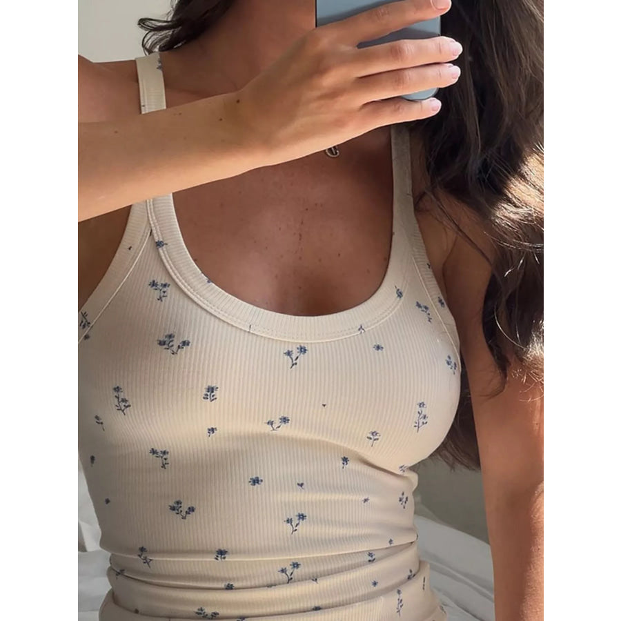 Floral Print Tank & Wide Leg Pants Lounge Set Apparel and Accessories